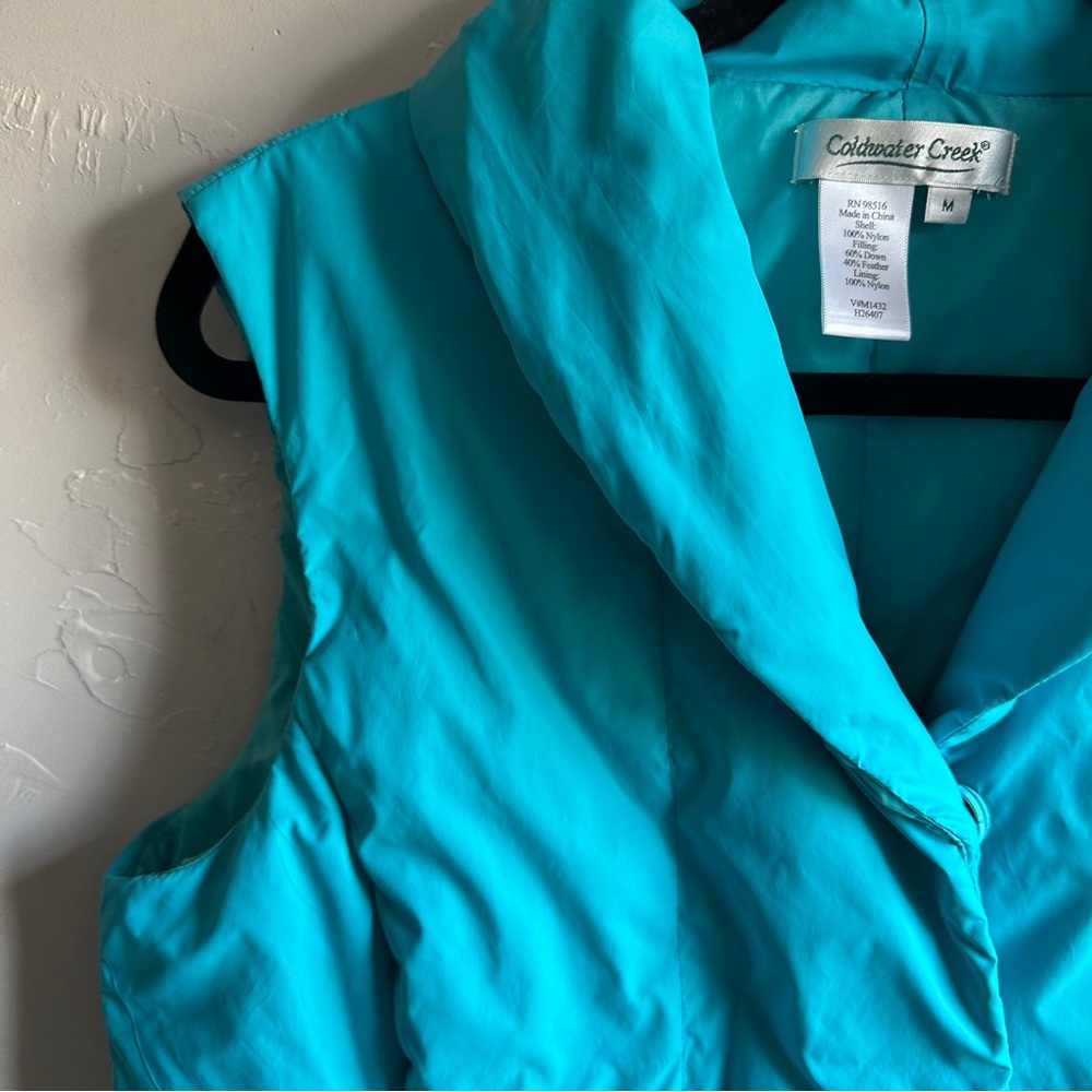 Coldwater Creek Down Puffer Vest Teal Blue Cozy Outdoor Layer Sz M - Picture 2 of 11